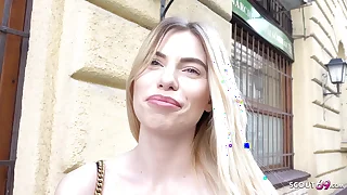 GERMAN SCOUT - ERSTER ANAL FICK F&Uuml;R SCHLANKE STUDENTIN MELINA BEI ECHTEN STRASSEN Tinge